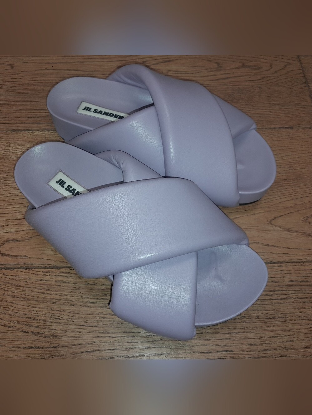 Jil Sander Lavender Crisscross Slide Sandals